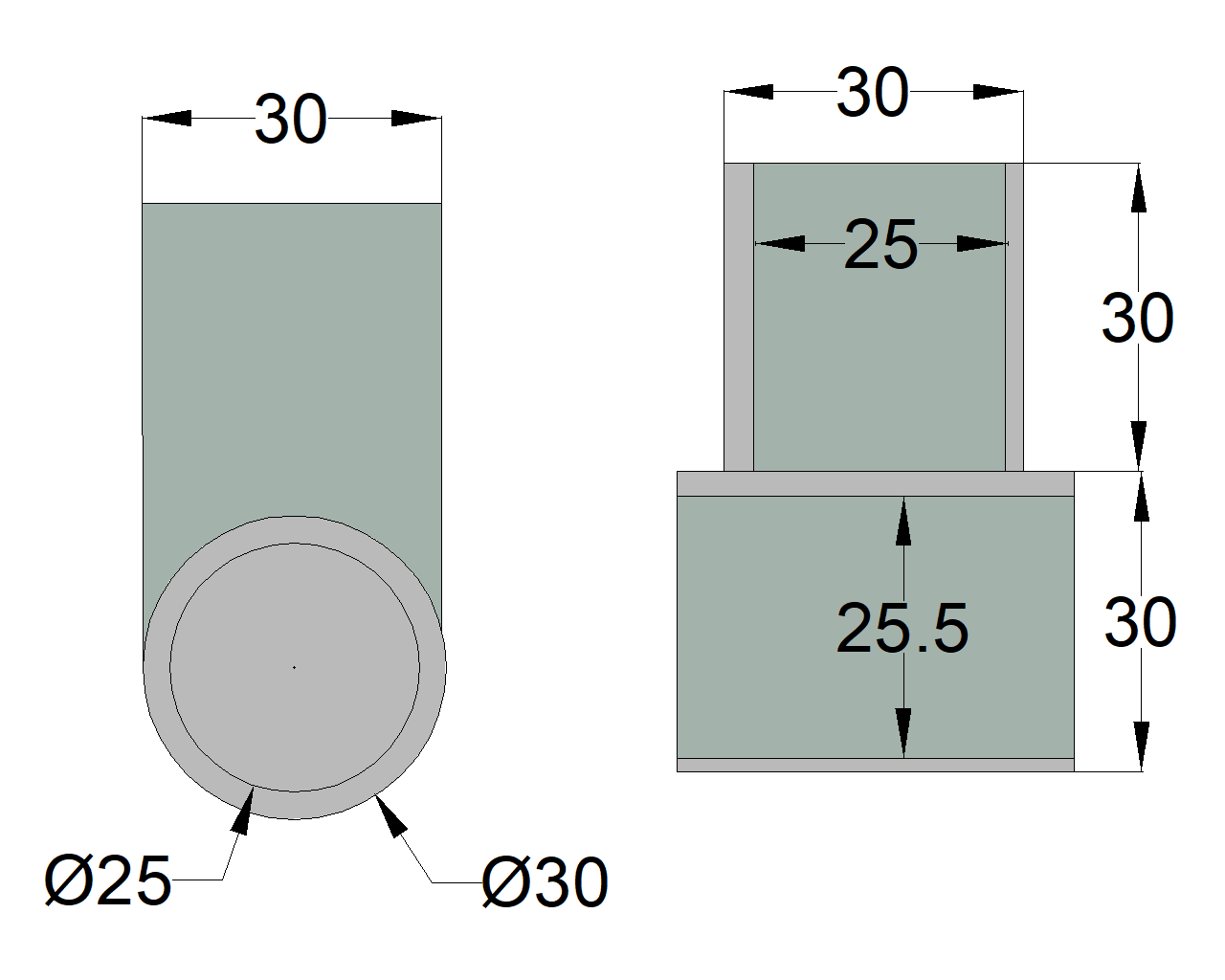 Conector inox stabilizare T țeavă–țeavă F19 FIX Abraglass pentru cabine de duș din sticlă securizată.