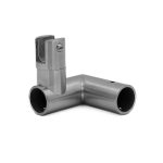 Conector inox stabilizare T sticlă–țeavă F19 – 90°