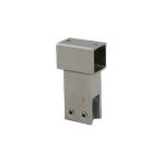 Conector dreptunghiular inox stabilizare sticlă–țeavă trecere Abraglass pentru cabine de duș.