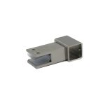 Conector dreptunghiular inox stabilizare sticlă–țeavă trecere Abraglass pentru cabine de duș.