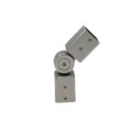 Conector dreptunghiular inox ABRAGLASS S425 SSS, țeavă–țeavă reglabil, finisaj satinat, pentru cabine de duș și compartimentări sticlă.