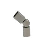 Conector dreptunghiular inox ABRAGLASS S425 SSS, țeavă–țeavă reglabil, finisaj satinat, pentru cabine de duș și compartimentări sticlă.