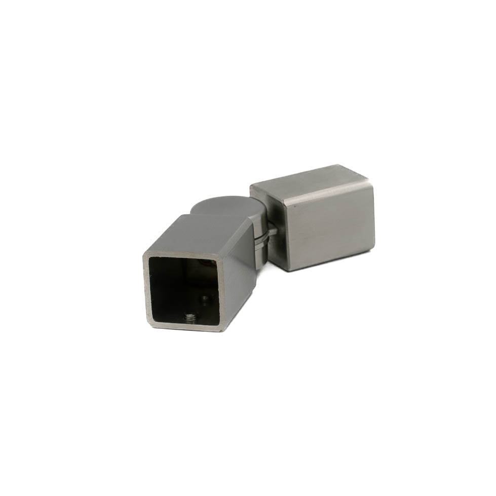 Conector dreptunghiular inox ABRAGLASS S425 SSS, țeavă–țeavă reglabil, finisaj satinat, pentru cabine de duș și compartimentări sticlă.