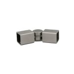 Conector dreptunghiular inox ABRAGLASS S425 SSS, țeavă–țeavă reglabil, finisaj satinat, pentru cabine de duș și compartimentări sticlă.