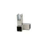 Conector inox ABRAGLASS S429R sticlă–țeavă DREAPTA pentru sticlă securizată 8–10 mm și bară stabilizatoare dreptunghiulară 20×20 mm.
