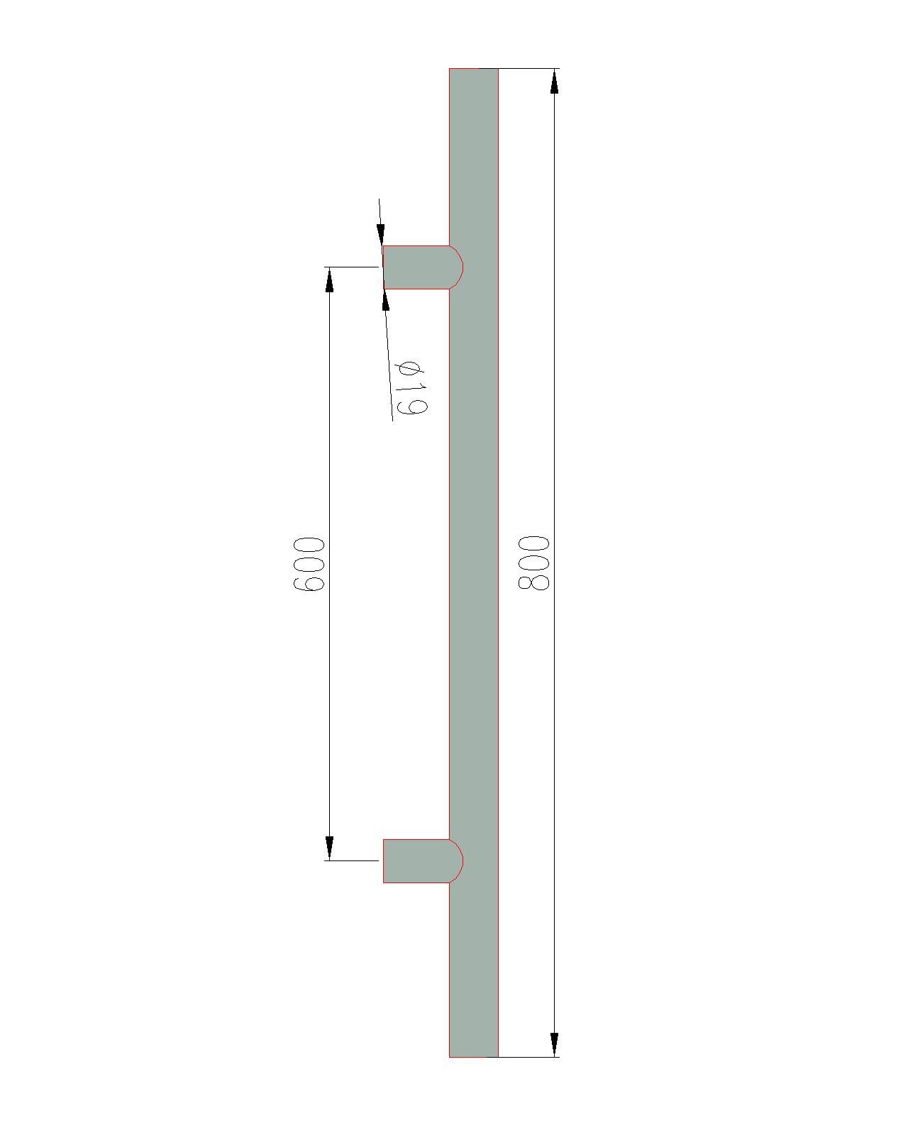 S802 – Mâner tip H 800 mm uși sticlă 8–10 mm | Abra Glass