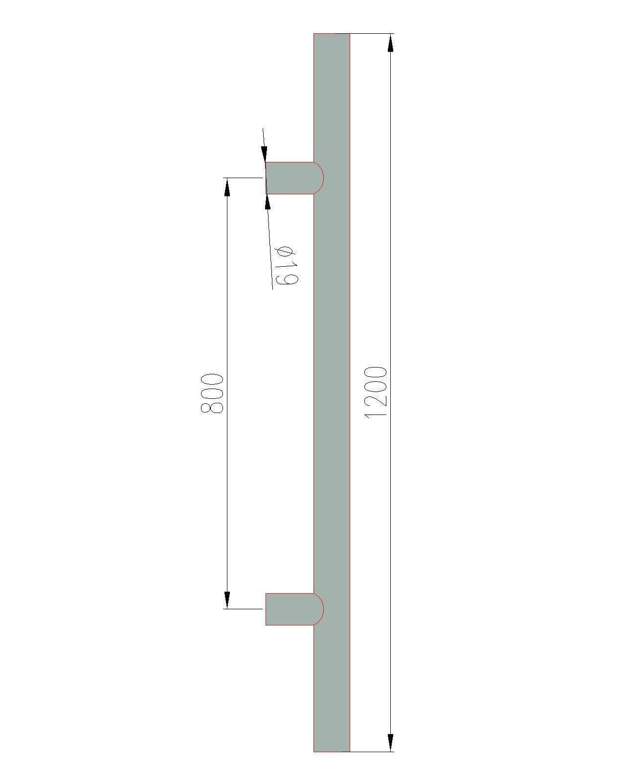 S803 – Mâner tip H 1200 mm pentru uși din sticlă securizată | interax 800 mm