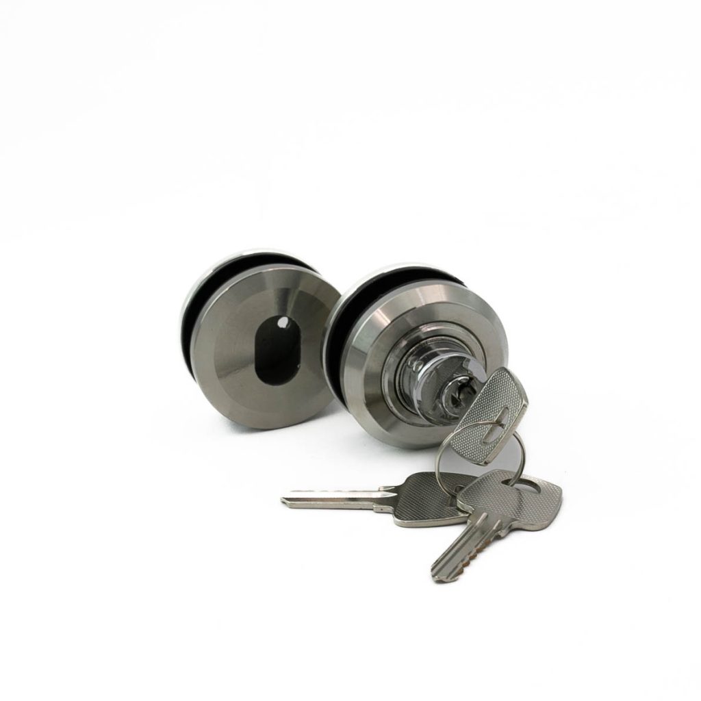 S812 – Încuietoare inox D34 uși glisante sticlă 8–10 mm | Abra Glass