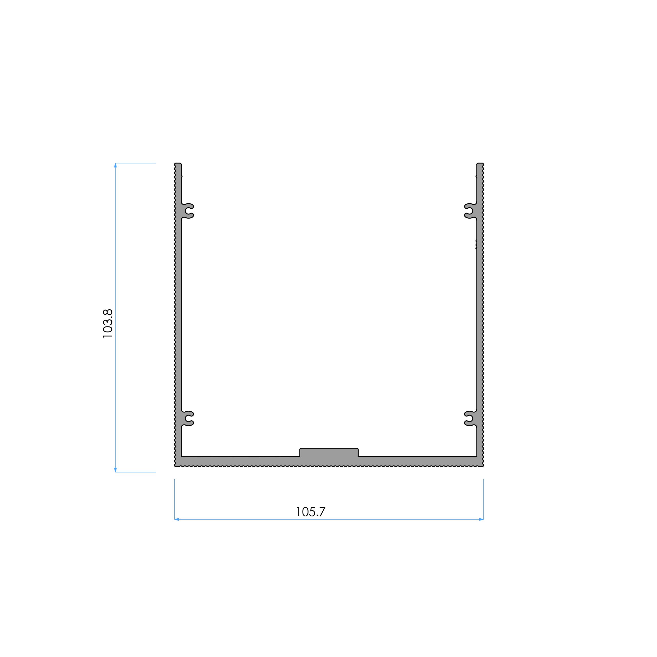 Suport profil îngropat M150-50 aluminiu | Sistem balustradă sticlă M150