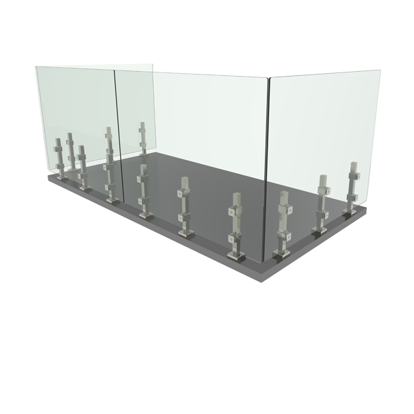 Spigot pătrat Abra Glass Ø30×350 mm pentru balustradă sticlă 10–16 mm | Aluminiu eloxat M700-06