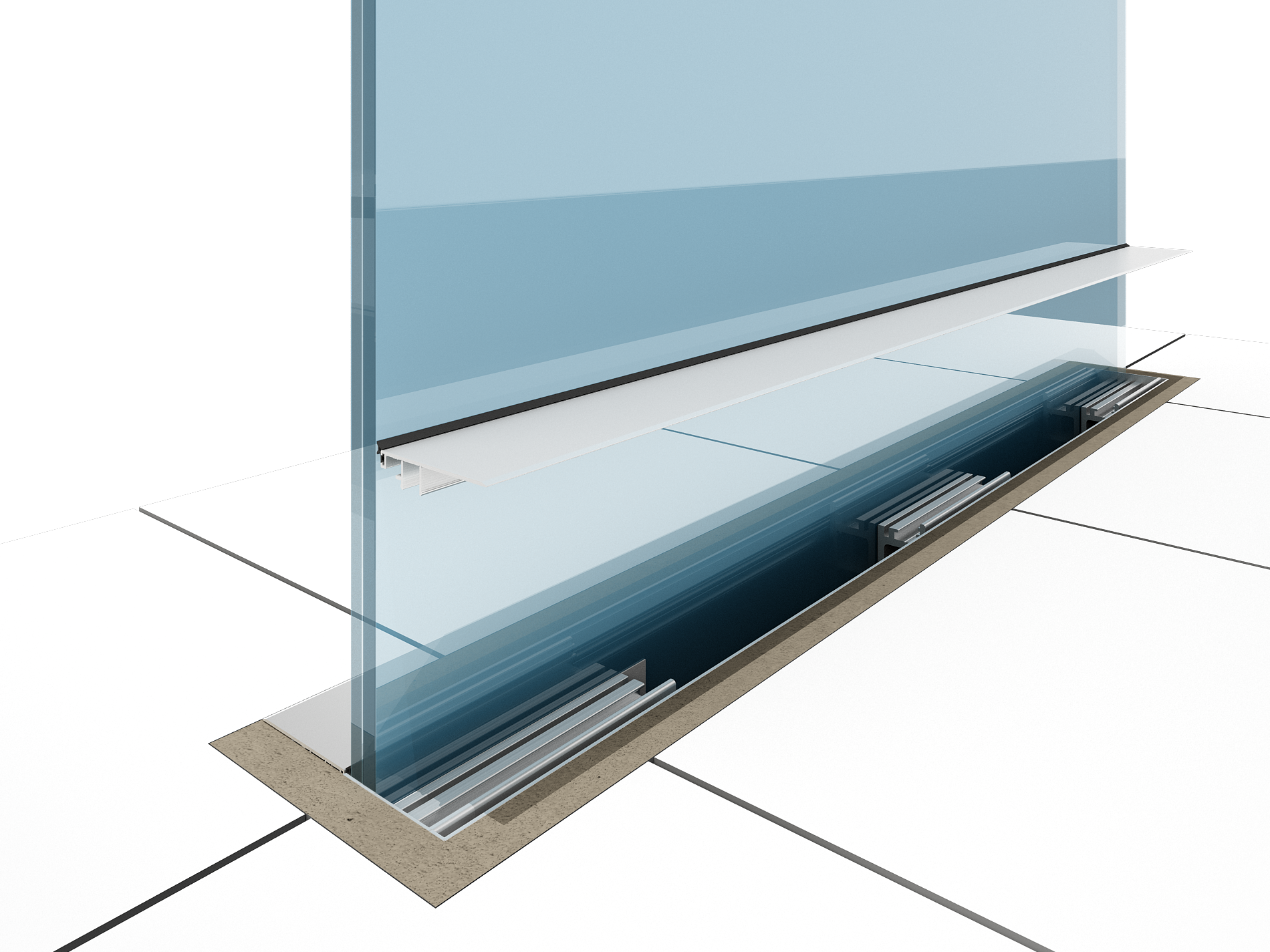 Capac ornamental balustradă sticlă M150-40 | Finisaj premium profil îngropat