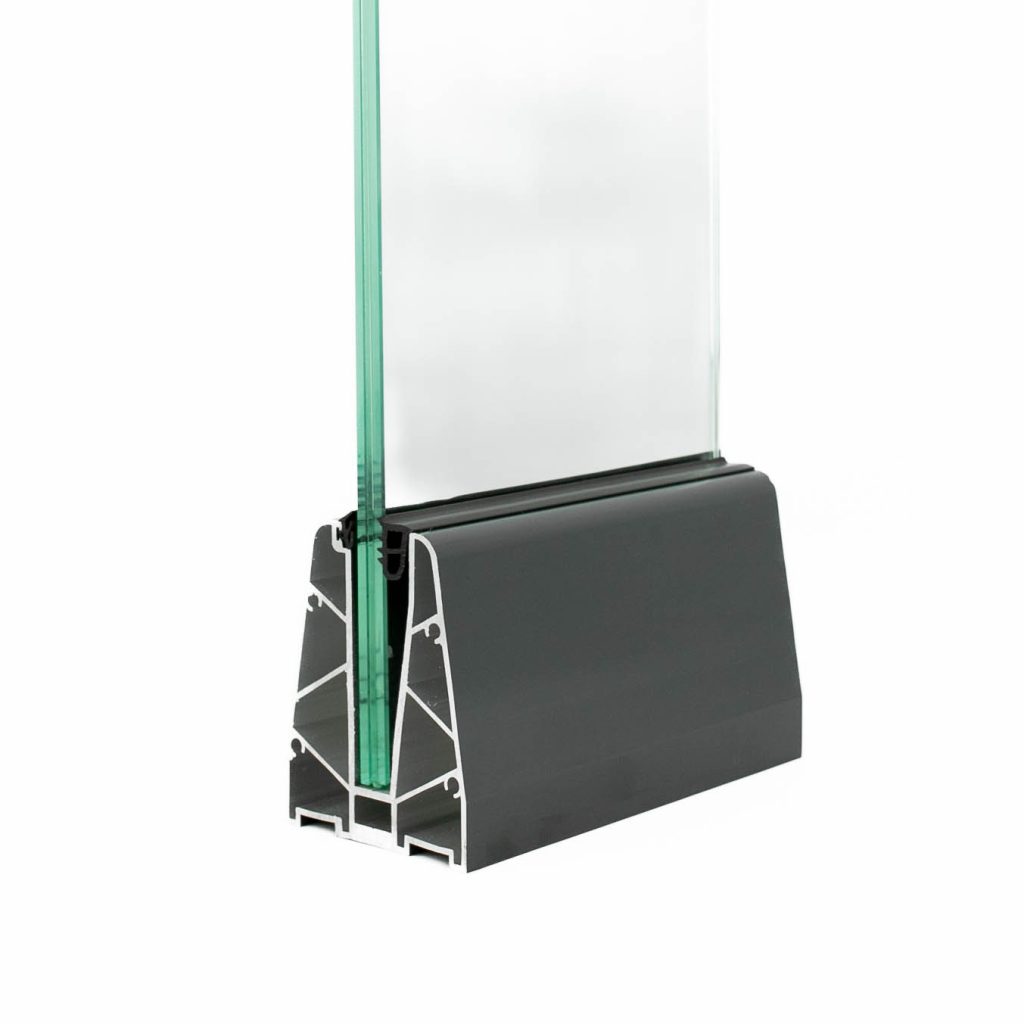 M400-04-Gri Antracit- Profil suport balustradă sticlă